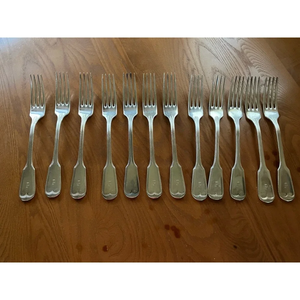 Vintage Wm Hutton &Sons Sheffield England Reeded Harley Pattern 12pc Dinner Fork